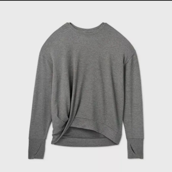 All In Motion Light Gray Long Sleeve Top w/Twist Front Detail - Size XL! - Picture 2 of 6